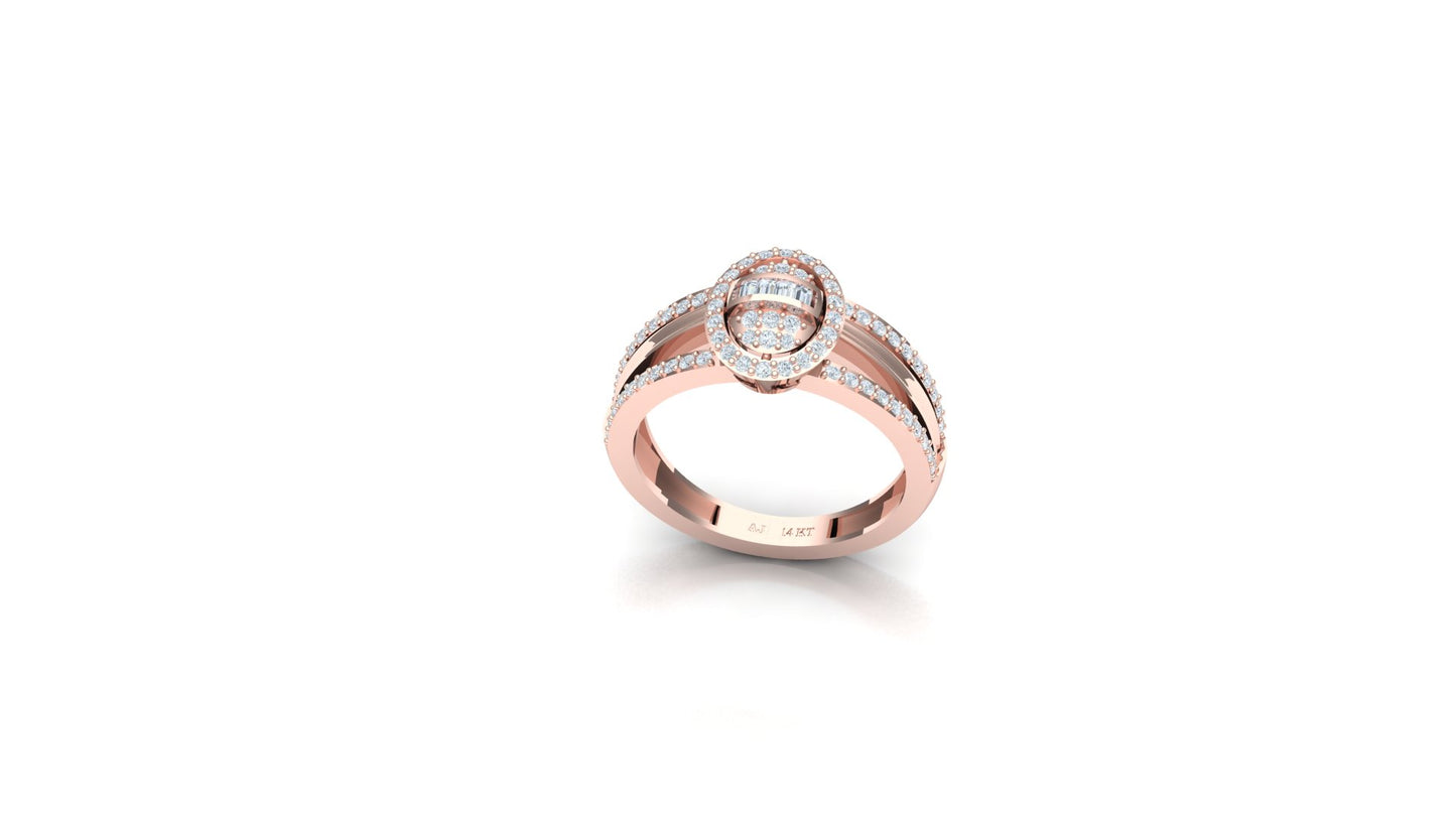 Two-Tone Oval Open Frame Pave Diamond Ring