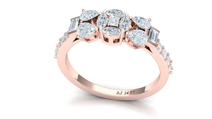 Two-Tone Multi-Baguette Diamond Cluster Ring