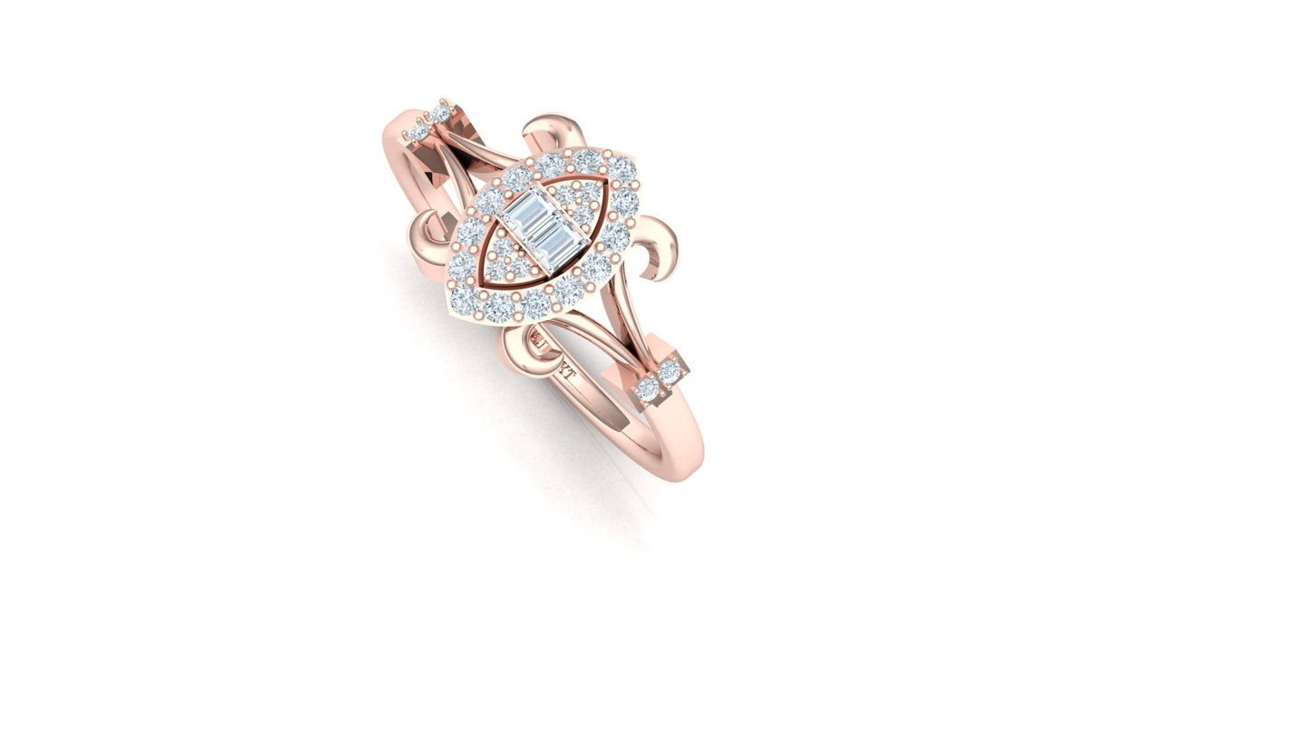 Two-Tone Star/Flower Pave Diamond Bypass Ring