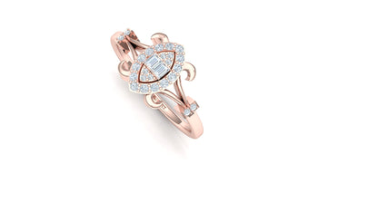 Two-Tone Star/Flower Pave Diamond Bypass Ring