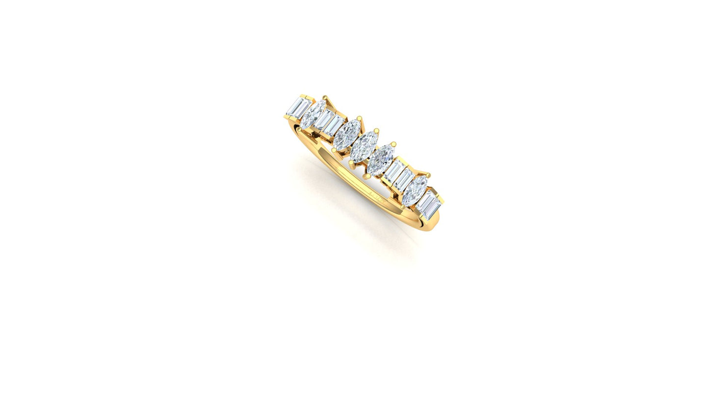 Two-Tone Marquise & Baguette Cluster Ring