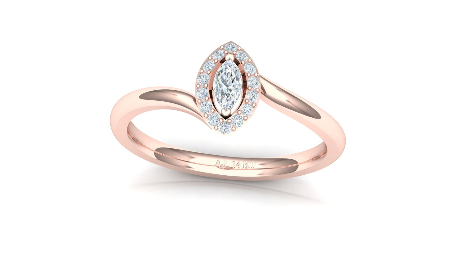 Two-Tone Pave Heart Accented Diamond Ring