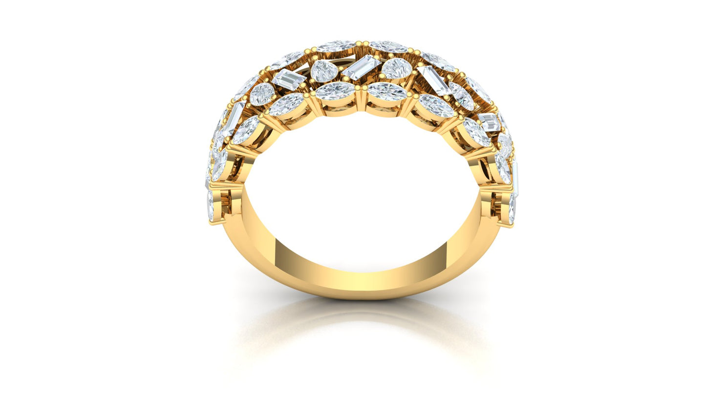 CVD Diamond Wide Channel Bar Cluster Ring