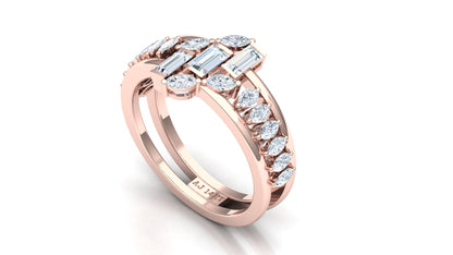 Two-Tone Interlocking Wave Diamond Ring