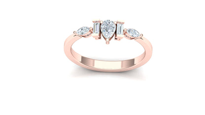 Two-Tone Five-Stone Baguette & Round Diamond Ring