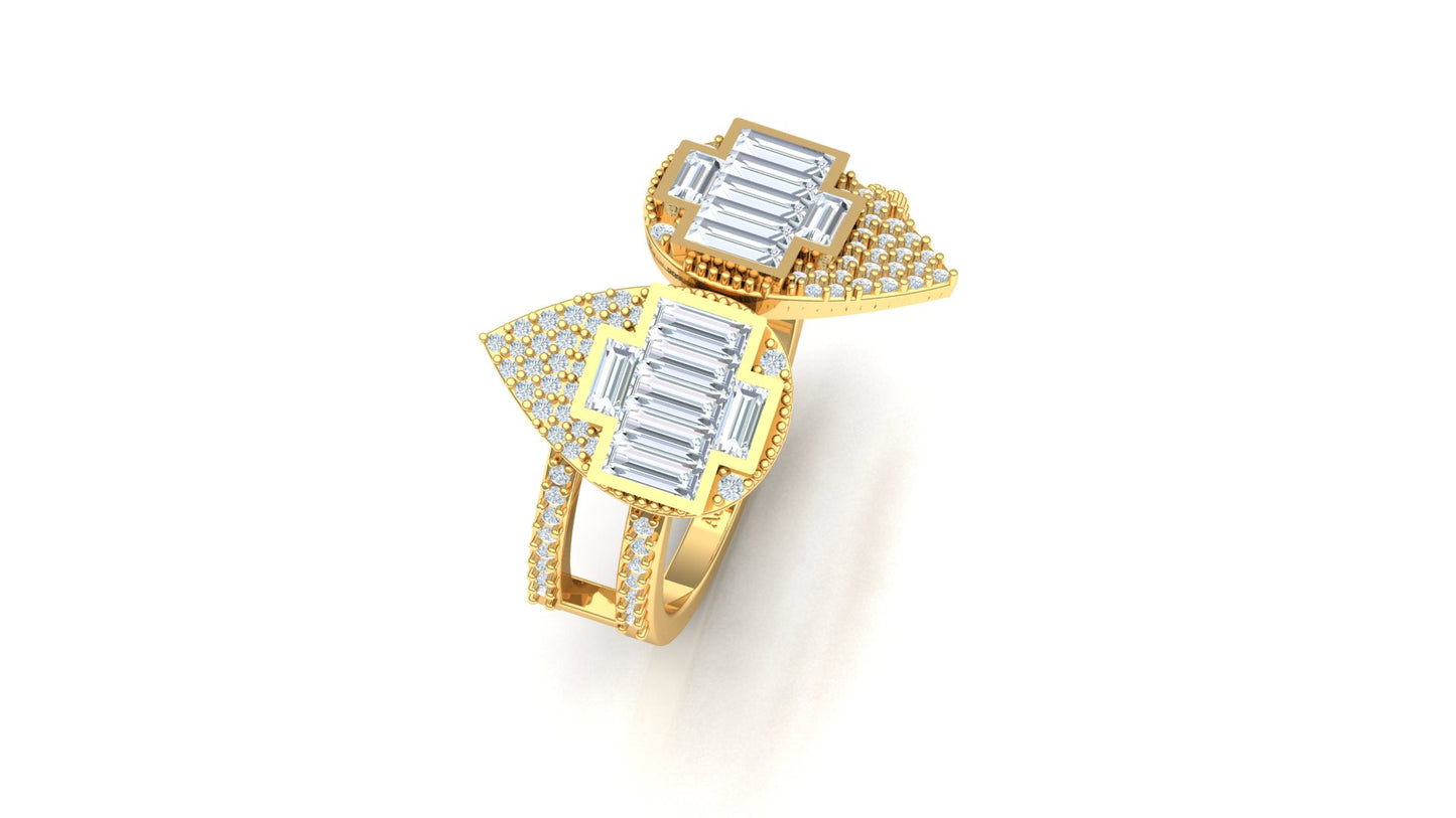 Yellow Gold Geometric Multi-Diamond Cluster Stud Earring
