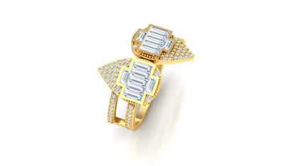Yellow Gold Geometric Multi-Diamond Cluster Stud Earring
