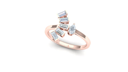 Yellow Gold Multi-Row Baguette-Style Diamond Ring