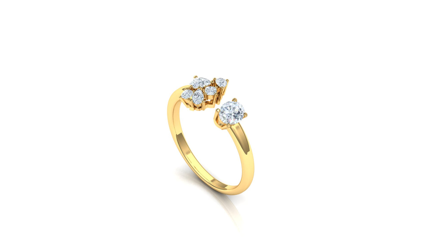 Yellow Gold Multi-Stone Diamond Bypass Ring