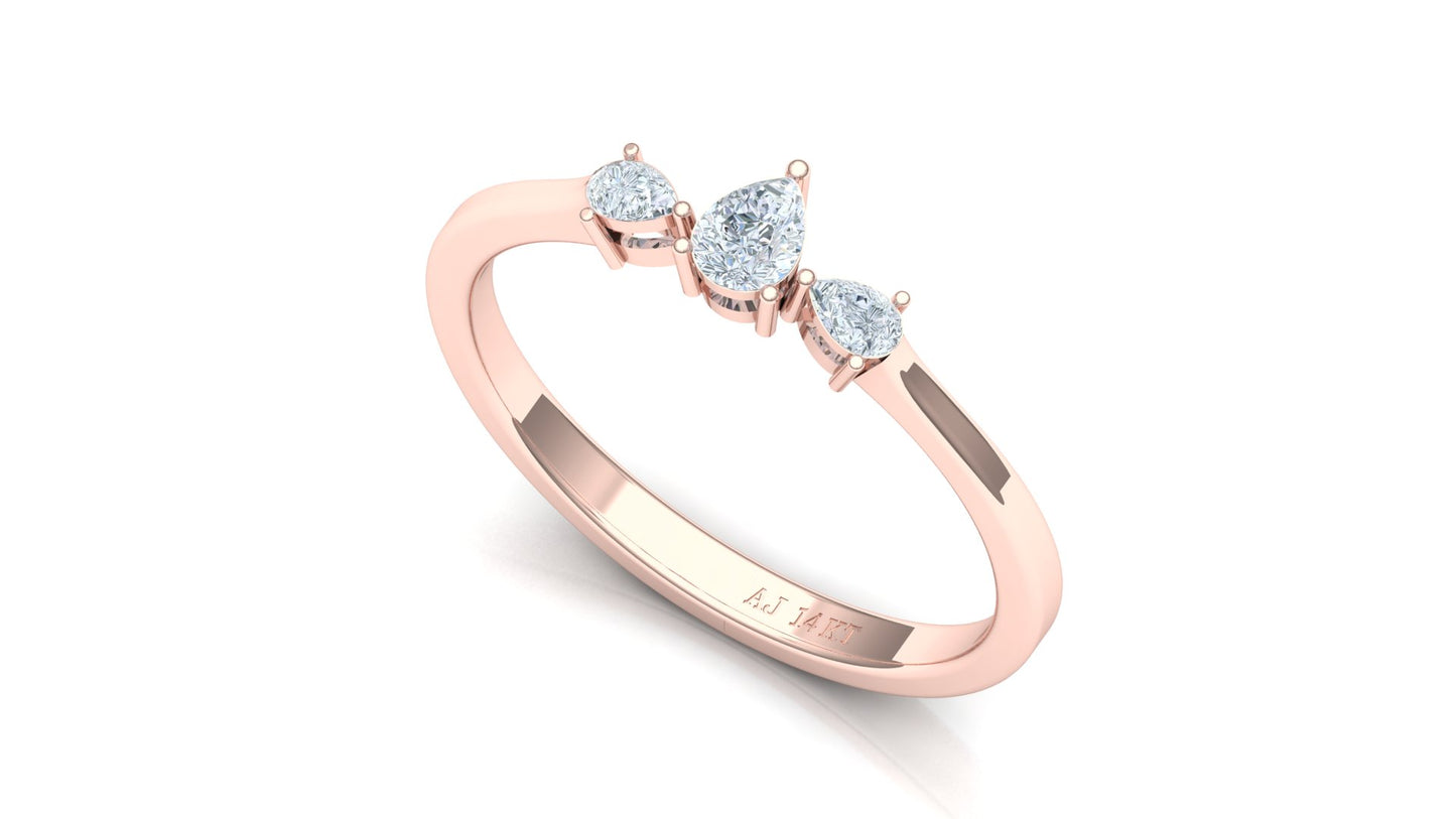 Two-Tone Three-Stone Marquise Diamond Bypass Ring