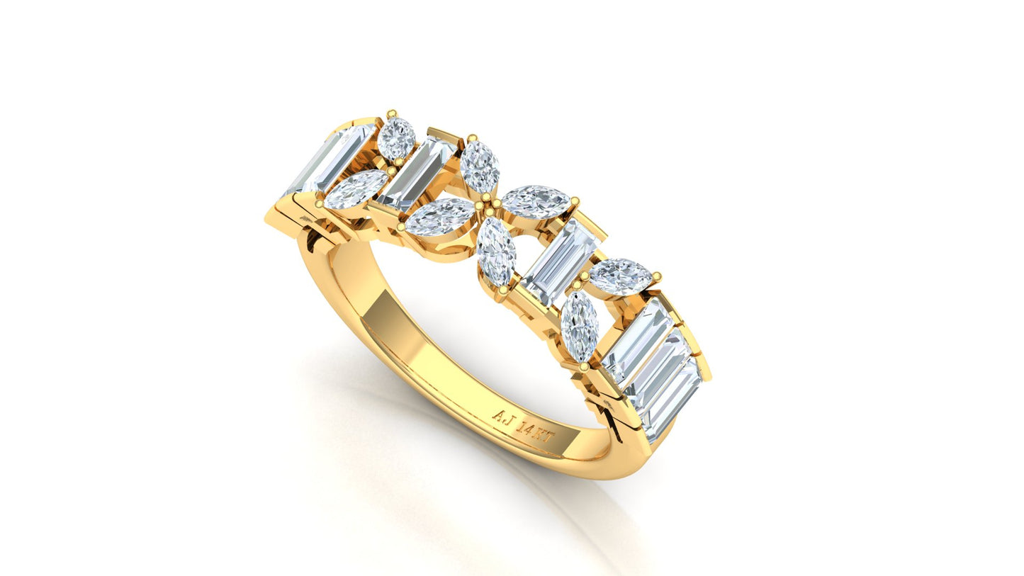 Two-Tone High Carat Baguette Diamond Tiered Ring