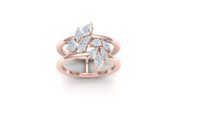 Yellow Gold Asymmetrical Kite Cluster Diamond Ring