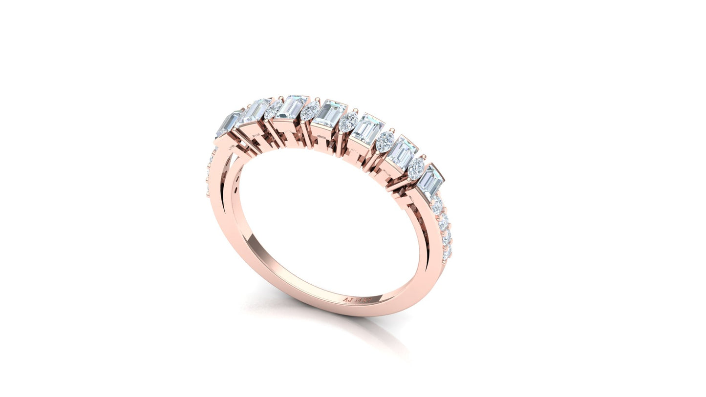 Two-Tone Channel Set Baguette Diamond Band Ring