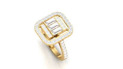CVD Diamond Double Halo Square Cluster Ring for Women