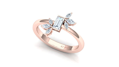 Two-Tone Marquise & Round Diamond Cluster Ring