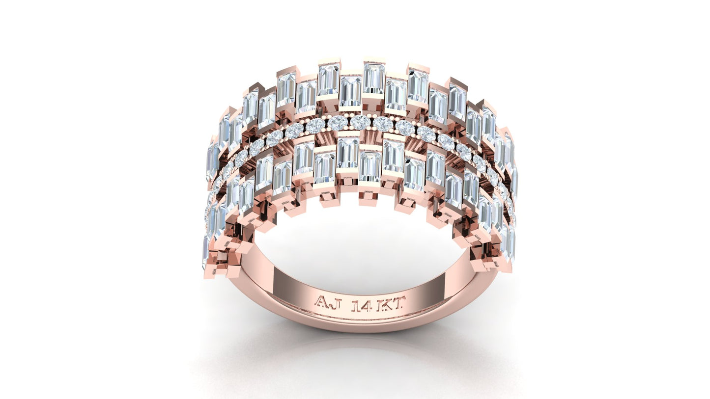 CVD Diamond Wide Two-Tone Architectural Ring
