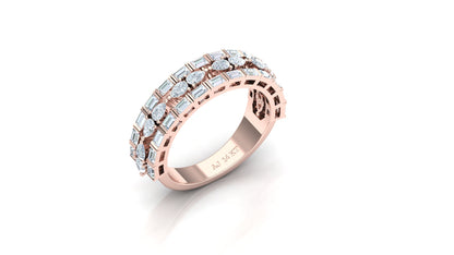 Two-Row Pave Set Wide Diamond Band Ring