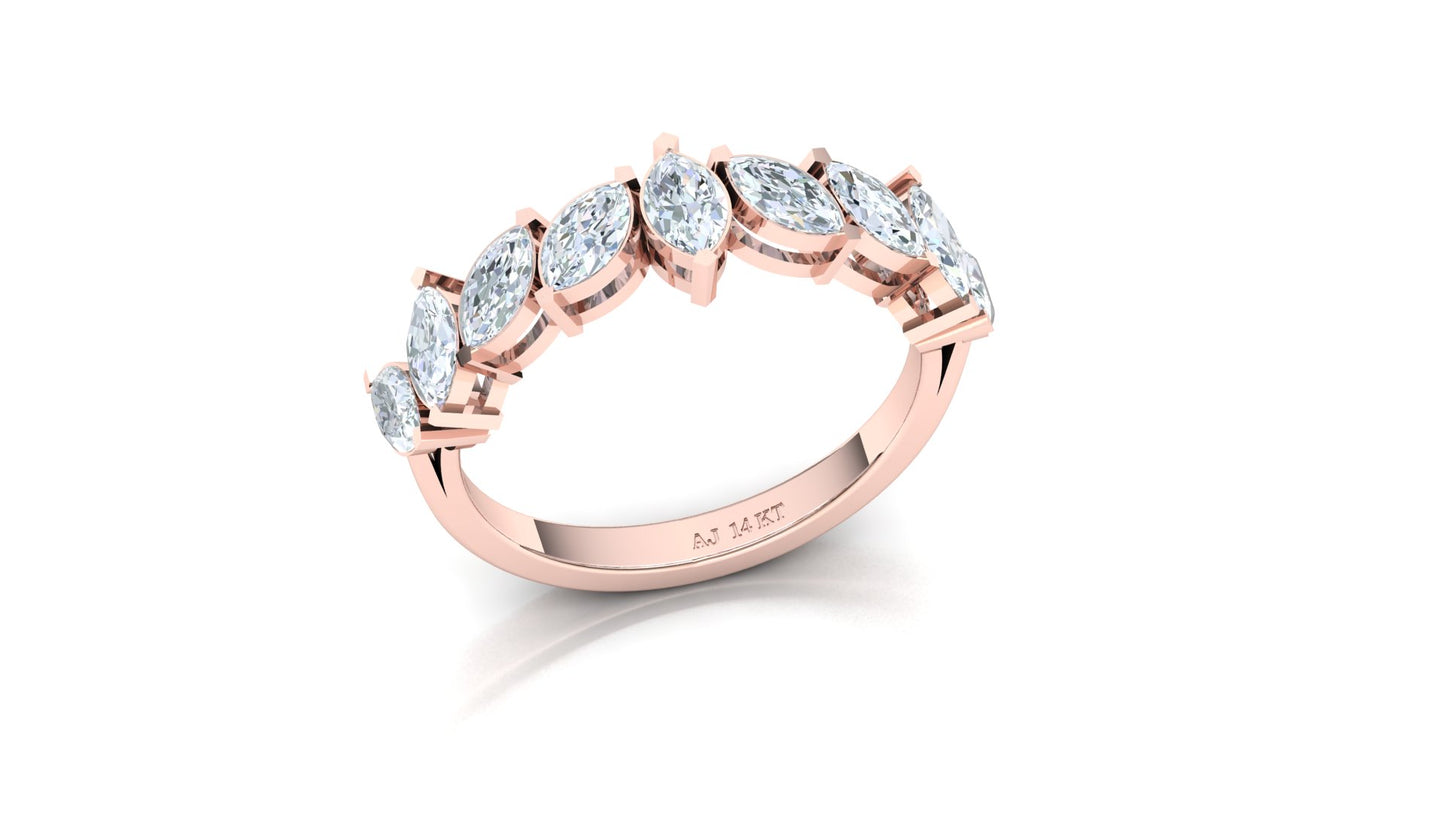 Yellow Gold Marquise and Pear Cluster Diamond Ring