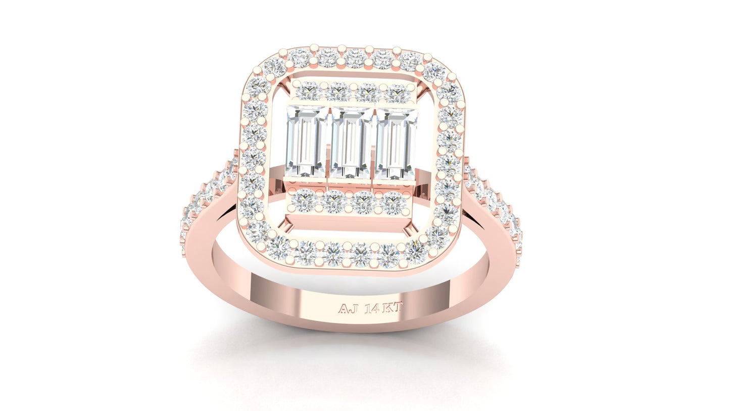 CVD Diamond Double Halo Square Cluster Ring for Women