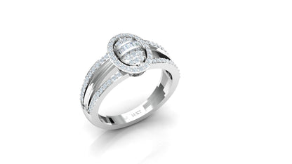 Two-Tone Oval Open Frame Pave Diamond Ring