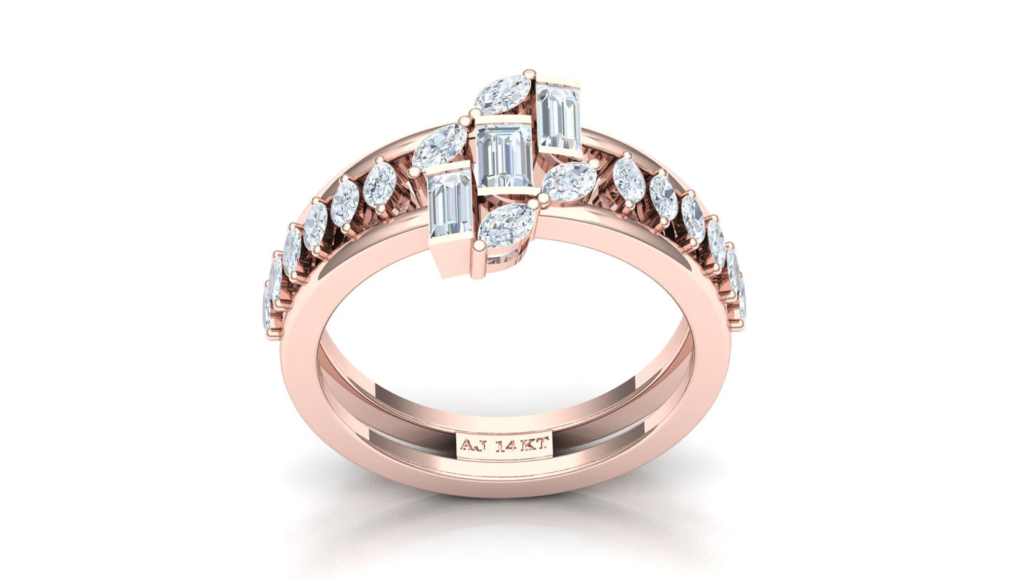 Two-Tone Interlocking Wave Diamond Ring