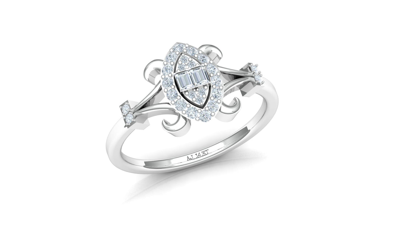 Two-Tone Star/Flower Pave Diamond Bypass Ring