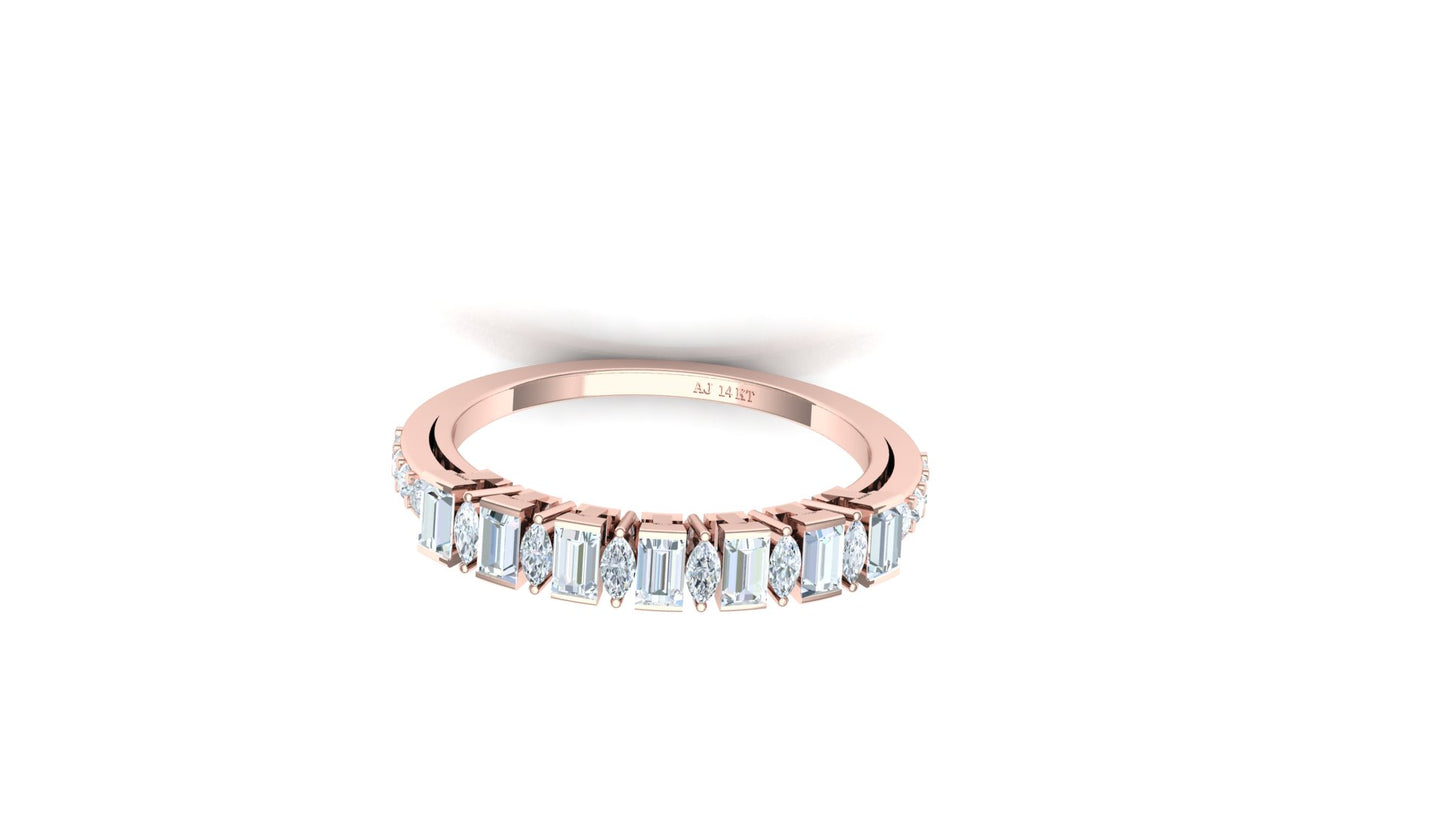 Two-Tone Channel Set Baguette Diamond Band Ring