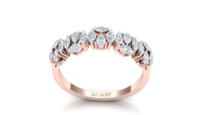 Yellow Gold Scalloped Diamond Cluster Band Ring