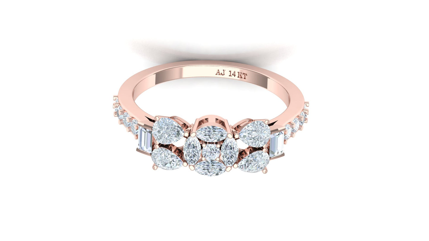 Two-Tone Multi-Baguette Diamond Cluster Ring