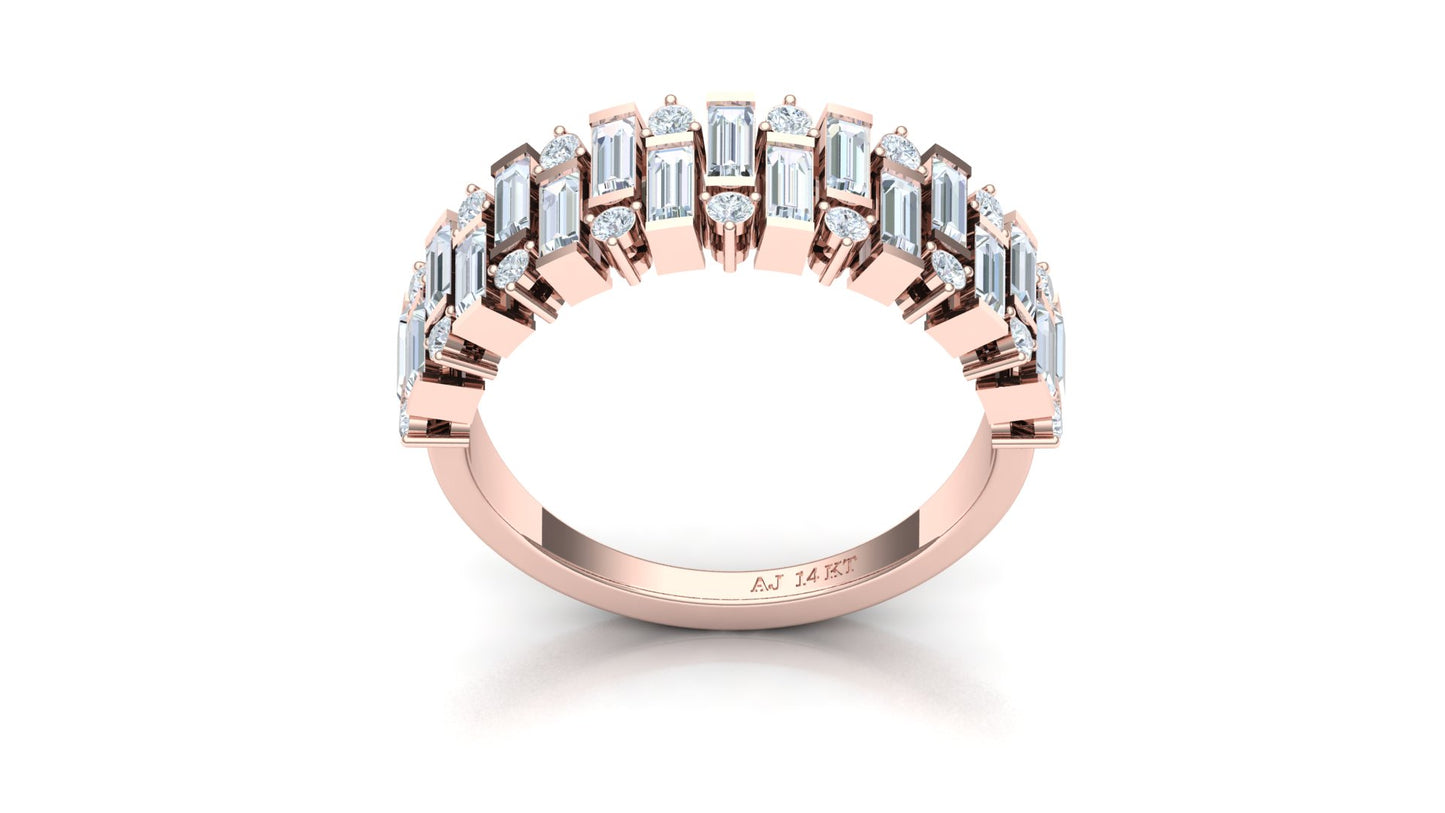 Two-Tone Multi-Row Baguette Diamond Band Ring