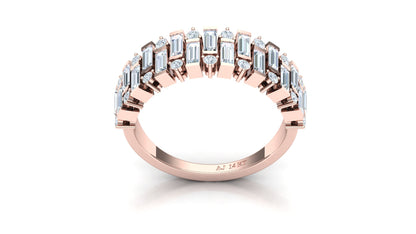 Two-Tone Multi-Row Baguette Diamond Band Ring