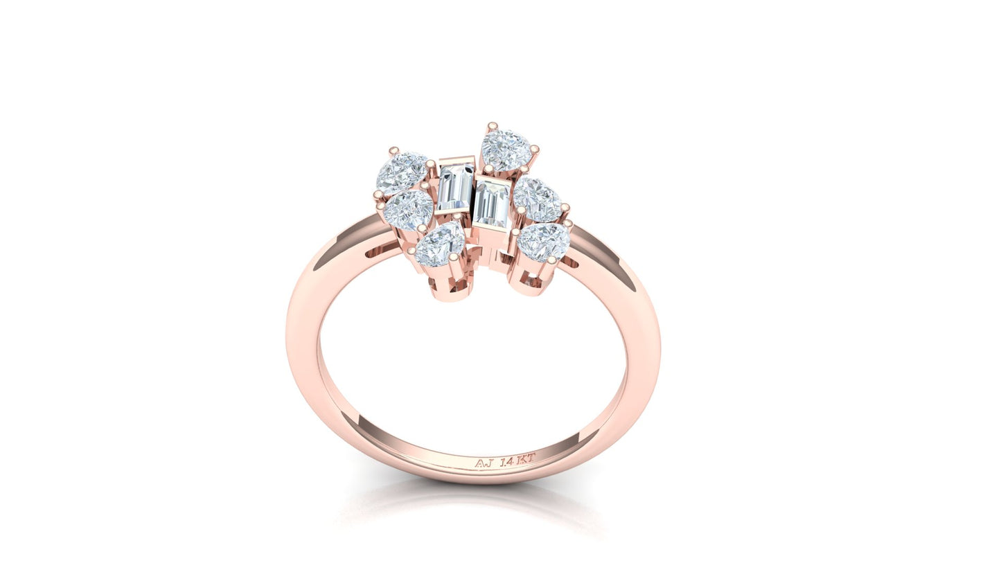 Two-Tone Multi-Baguette Cluster Diamond Ring