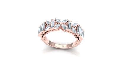 Two-Tone High Carat Baguette Diamond Tiered Ring