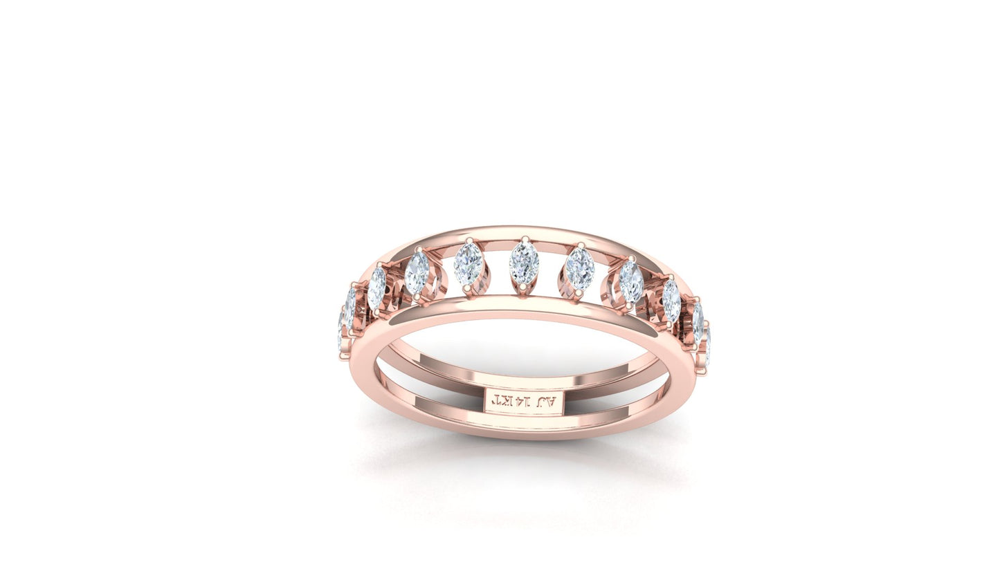 Yellow Gold Multi-Row Vertical Diamond Band