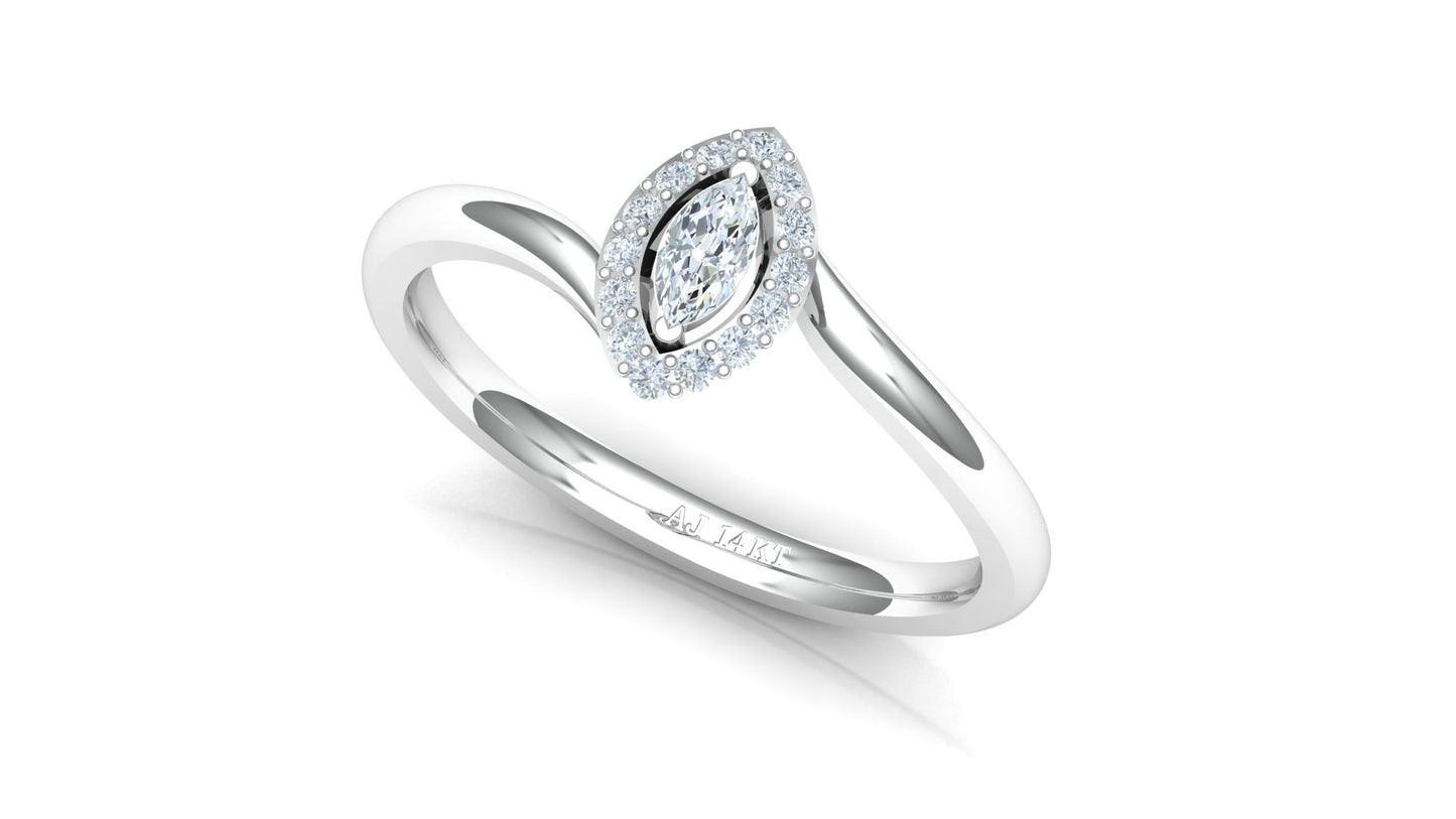 Two-Tone Pave Heart Accented Diamond Ring
