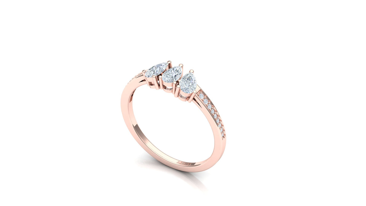 Two-Tone Marquise Cluster Bypass Diamond Ring
