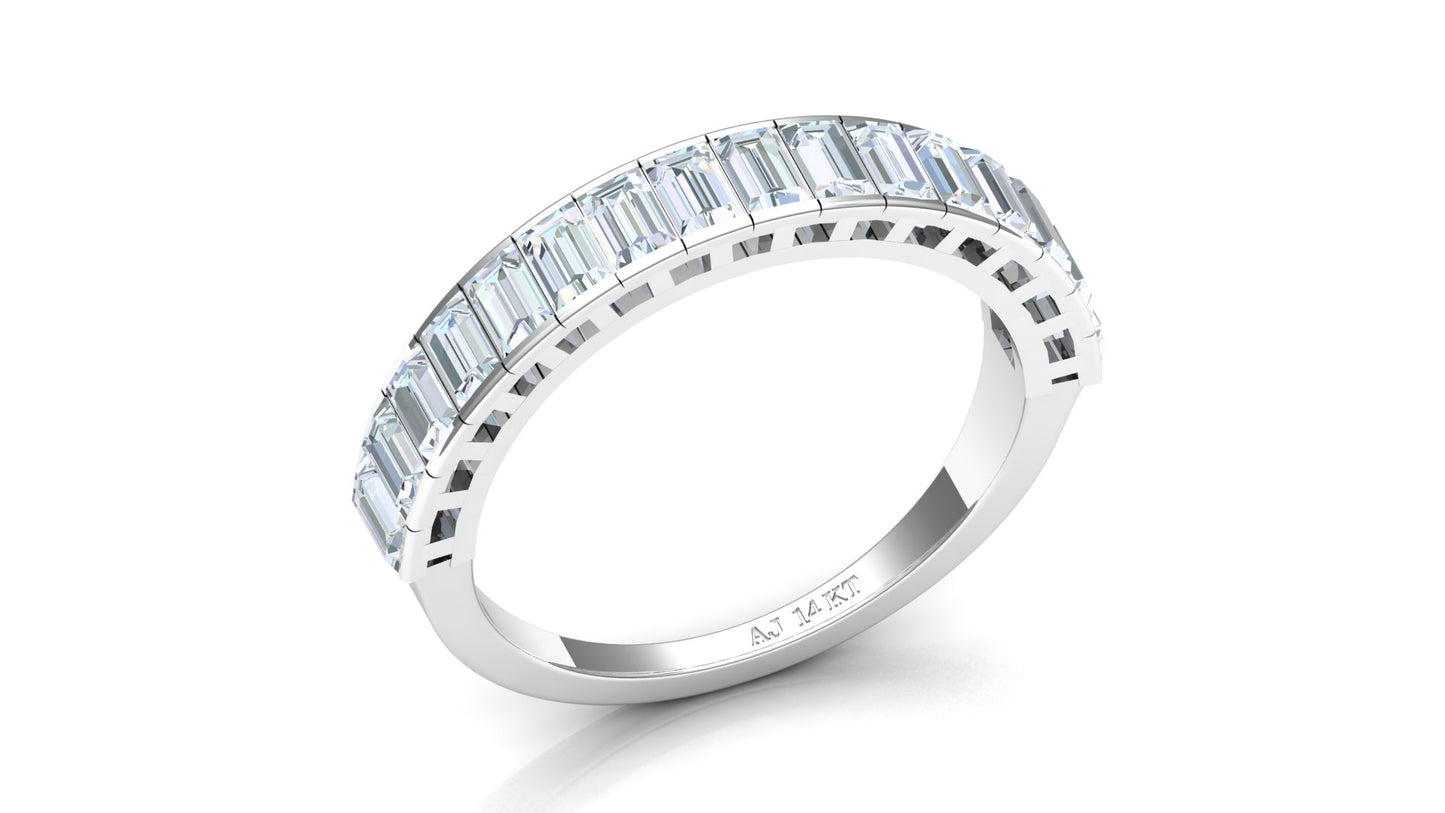 Two-Tone Baguette & Round Diamond Half-Eternity Band