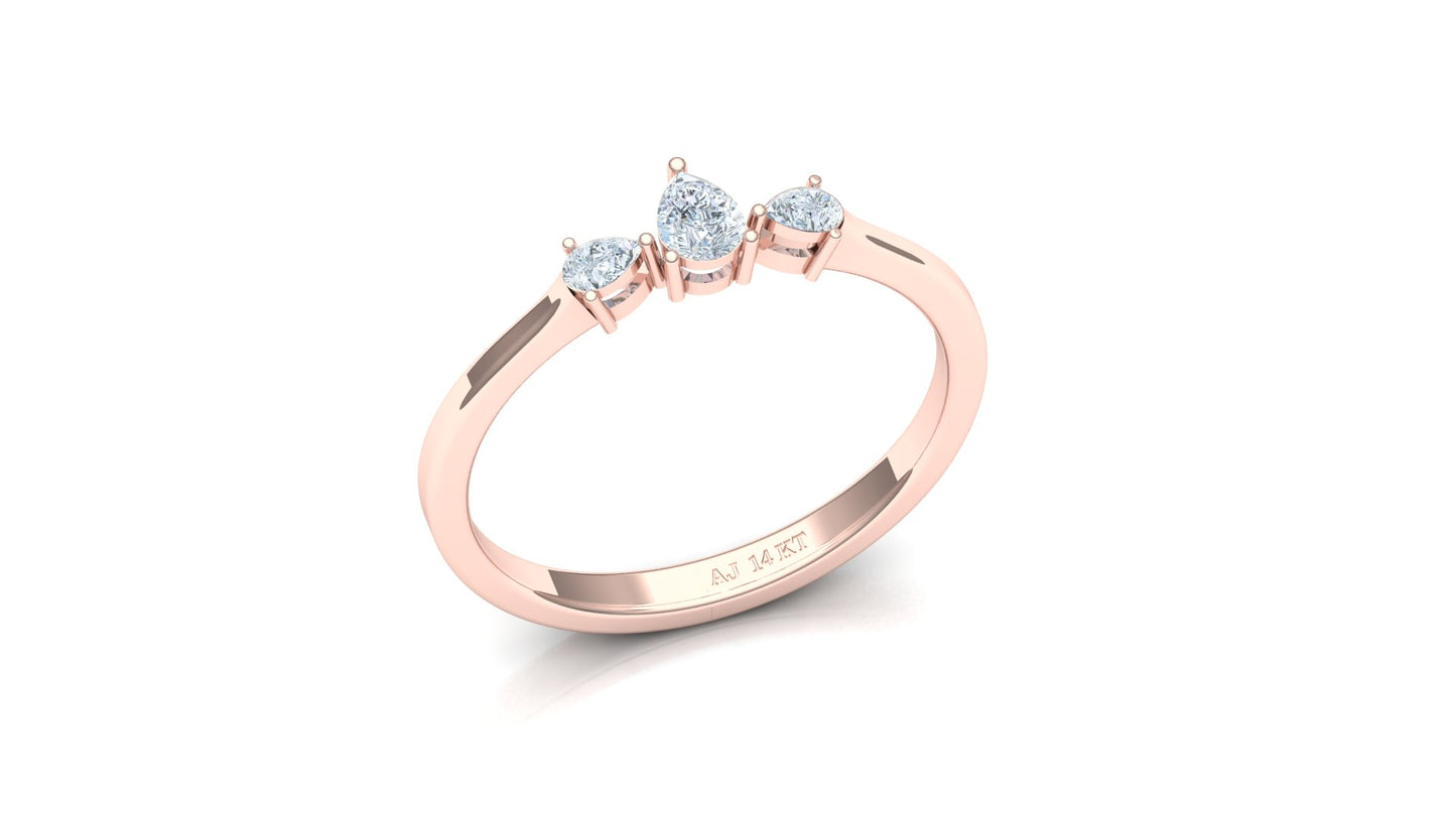 Two-Tone Three-Stone Marquise Diamond Bypass Ring