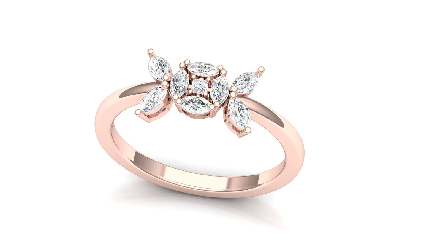 Two-Tone Modern Abstract Diamond Cluster Ring