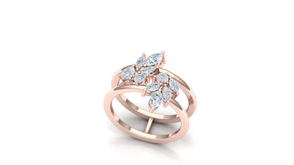 Yellow Gold Asymmetrical Kite Cluster Diamond Ring