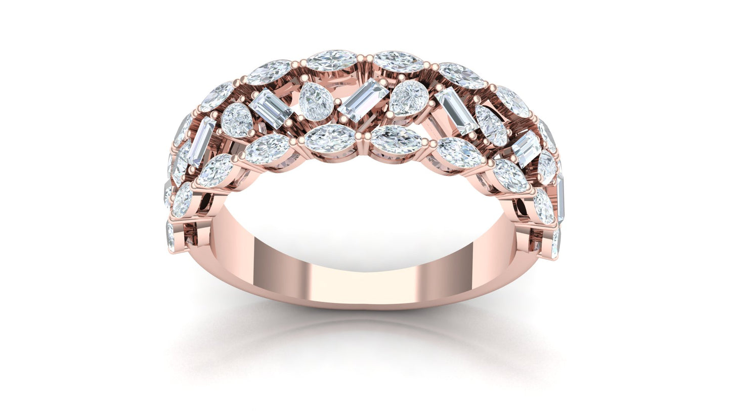 CVD Diamond Wide Channel Bar Cluster Ring