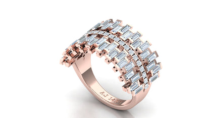 CVD Diamond Wide Two-Tone Architectural Ring