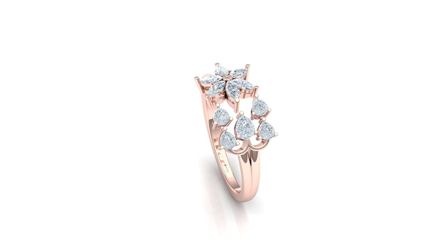 Yellow Gold Multi-Kite Diamond Cluster Statement Ring