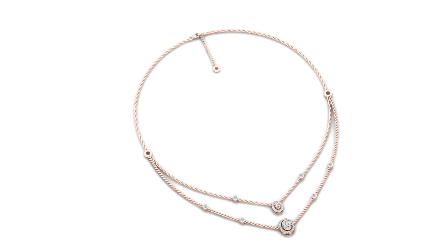 Yellow Gold Curved Bar Diamond Accent Chain