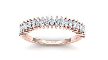 Two-Tone Pave Set V-Shape Diamond Band