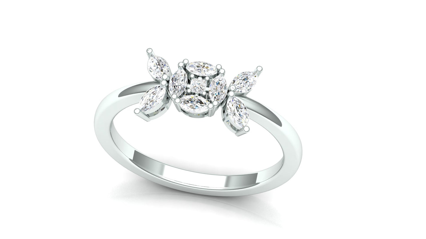 Two-Tone Modern Abstract Diamond Cluster Ring