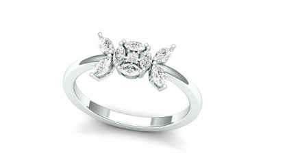 Two-Tone Modern Abstract Diamond Cluster Ring