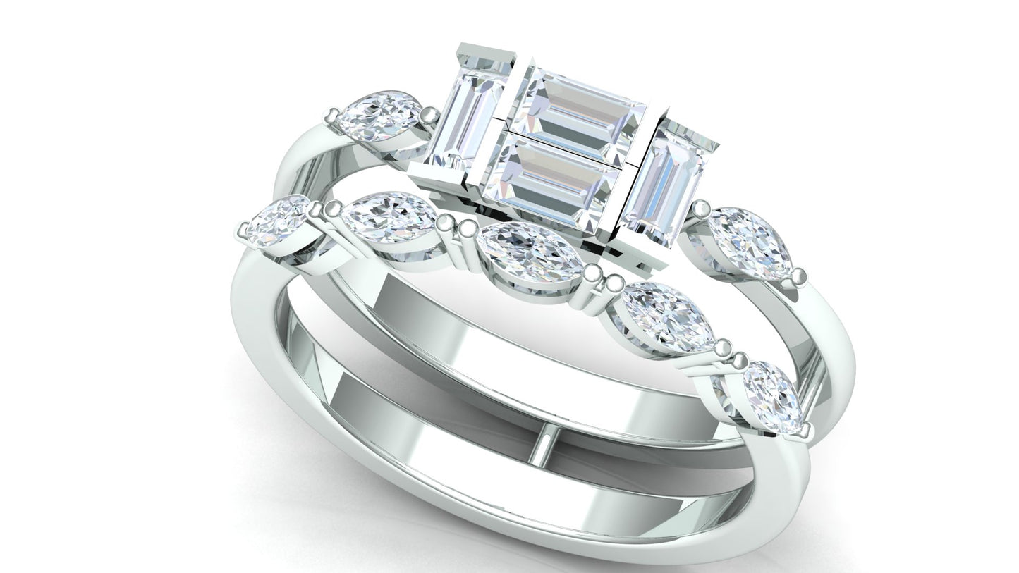 Yellow Gold Rectangular Diamond Cluster Ring