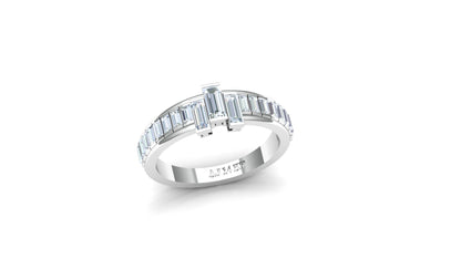 Two-Tone Horizontal Baguette Diamond Cage Ring
