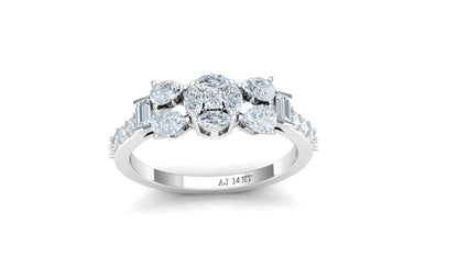 Two-Tone Multi-Baguette Diamond Cluster Ring